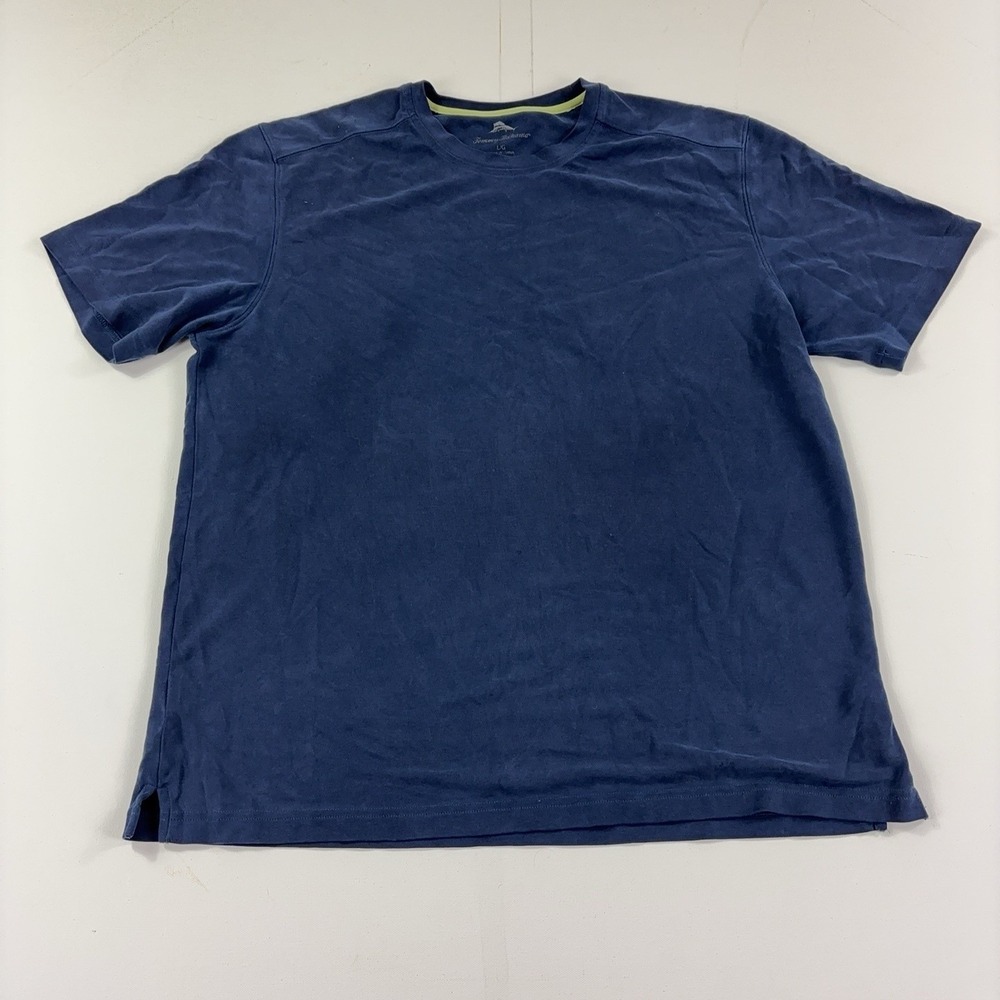 Tommy Bahama Shirt Mens L Blue Crewneck Tagless Lyocell Polyester Jersey Tee